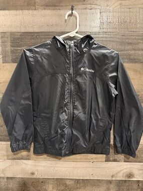 Columbia Black Hooded Kids Rain Jacket